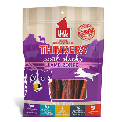 Plato Thinkers Lamb Dog Treats Bag, 10-oz