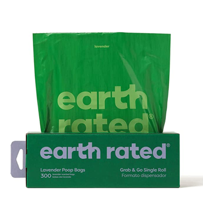 Earth Rated Dog Waste Bags, 300 Dog Waste Bags On A Large Single Roll, Grab And Go, Guaranteed Leak-Proof, Lavender-Scented