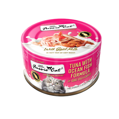 Fussie Cat Tuna with Oceanfish in goat milk gravy Can, 2.47-oz