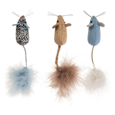 Instincts by SmartyKat Catnip Caravan Plush Mice with Feather Tails Cat Toys, 3-pack