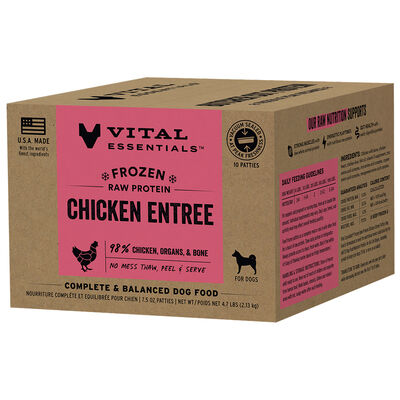 Vital Essentials Frozen Raw Chicken Entree Dog Food Patties, 4.7-lbs