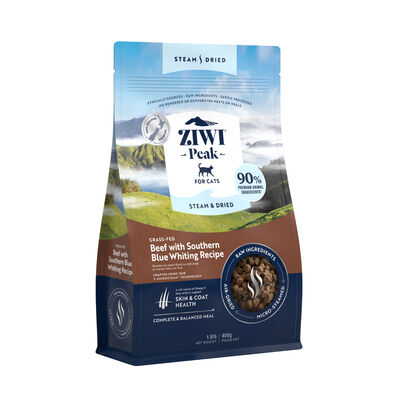 Ziwi Peak Steam & Dried Beef with Southern Blue Whiting Cat Food, 1.8-lb