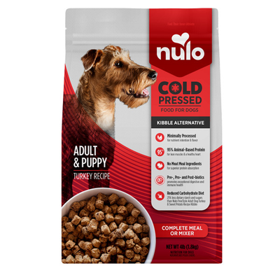 Nulo Cold Pressed Turkey Recipe Grain-Free Puppy & Adult Dry Dog Food, 4LB Bag