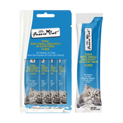 Fussie Cat Tuna with Small Anchovy in Goat Milk Purée, Pack of 4, 2-oz