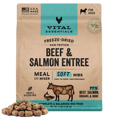 Vital Essentials Freeze-Dried Raw Beef & Salmon Entree & Mixer Dog Food Soft Nibs, 3-lbs
