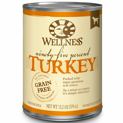 Wellness 95% Turkey Natural Wet Grain Free Canned Dog Food, 13.2-oz Can
