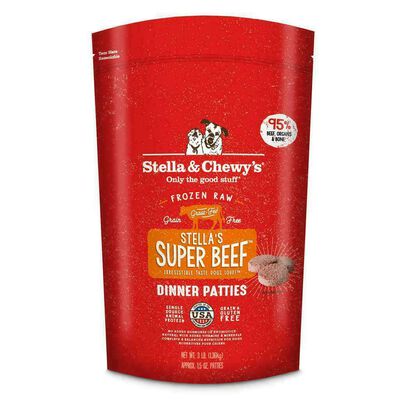 Stella & Chewy's Frozen Raw Super Beef Dinner Patties Dog Food, 12-lb