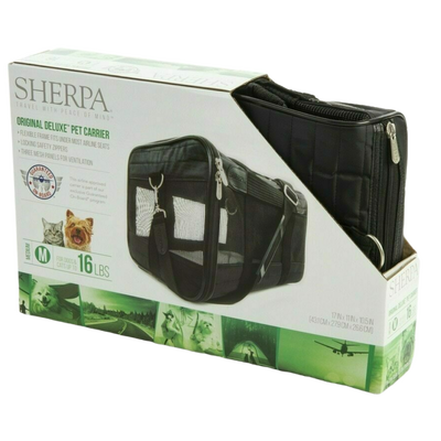 Sherpa Travel Original Deluxe  Airline Approved Pet Carrier, Black, Medium