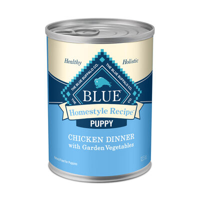 Blue Buffalo Homestyle Recipe Chicken Dinner with Garden Vegetables & Brown Rice Puppy Wet Canned Dog Food, 12.5-oz