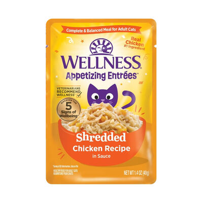 Wellness Appetizing Entrées Shredded Chicken Recipe in Sauce Wet Cat Food Pouch, 1.4-oz