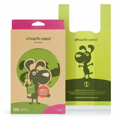 Earth Rated Dog Waste Bags, 120 Extra Thick And Strong Dog Bags For Poop With Easy-Tie Handles, Guaranteed Leak-Proof, Lavender-Scented, Dispense From The Box, Not On Rolls