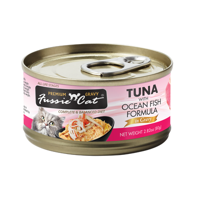 Fussie Cat Premium Tuna with Oceanfish in gravy Can, 2.82-oz