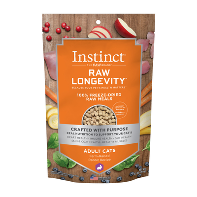 Instinct Freeze-Dried Raw Longevity Adult Rabbit Bites Cat Food , 9.5-oz