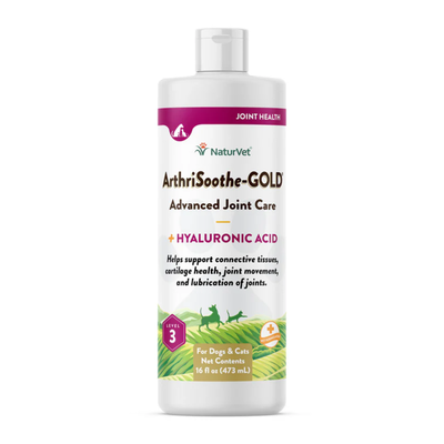 Naturvet Arthrisoothe-Gold For Dogs Joint Supplement, Level 3 Advanced Joint Support For Dogs And Cats, Liquid, Made In The USA, 16-oz