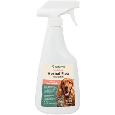 Naturvet Herbal Flea Spray With Essential Oils For Dogs And Cats, 16-oz Liquid, Made In The USA