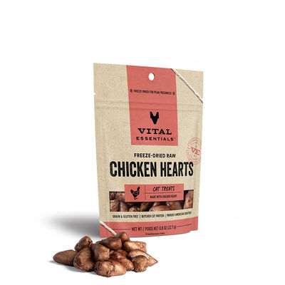Vital Essentials Freeze-Dried Chicken Hearts Cat Treat, 0.8-oz