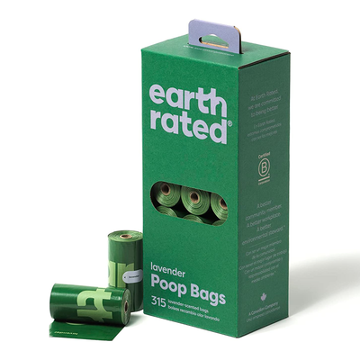 Earth Rated Dog Waste Bags, Extra Thick and Strong Poop Bags, Guaranteed Leak-proof, Lavender-scented, 15 Bags Per Roll