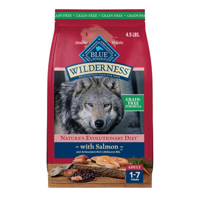 Blue Buffalo Wilderness Salmon Recipe High-Protein Grain-Free Adult Dry Dog Food, 4.5-lb