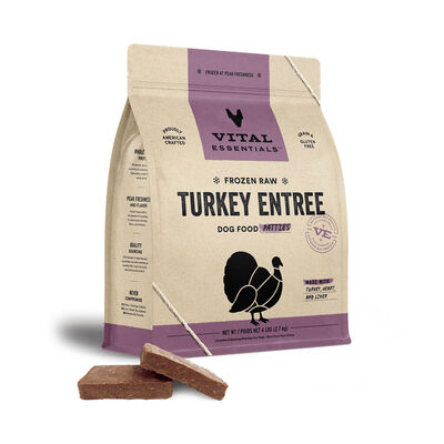 Vital Essentials Frozen Raw Turkey Entree Dog Food Patties, 6-lbs