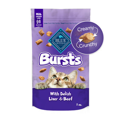 Blue Buffalo Bursts Delish Liver & Beef Crunchy & CreamyCat Treats for Training, 2-oz