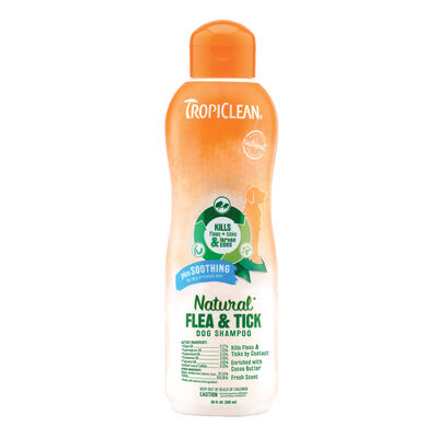 TropiClean Natural Flea & Tick Soothing Shampoo for Dogs, 20-oz