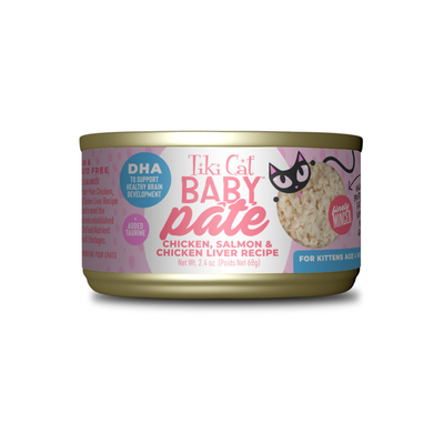 Tiki Cat Baby Pate Wet Cat Food Chicken, Salmon & Chicken Liver Can, 2.4-oz