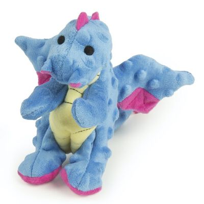 Godog Dragons   With Chew Guard Technology Durable Plush Squeaker Dog Toy, Periwinkle. Small