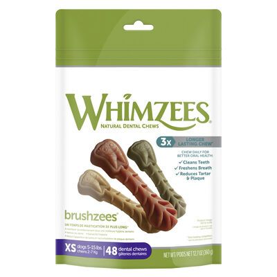 Whimzees Dog Brushzees Natural Dental Chews, X-Small