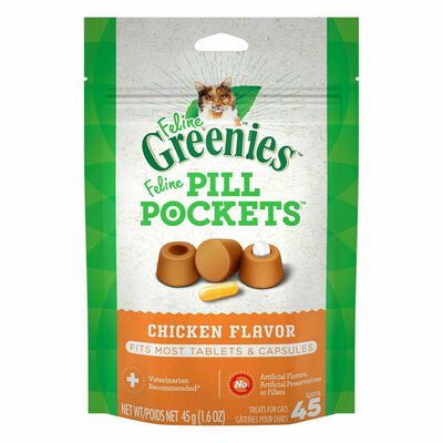 Greenies - Pill Pockets Cat Capsule Adult Pill Compliance Chicken Soft Treat 1.6-oz