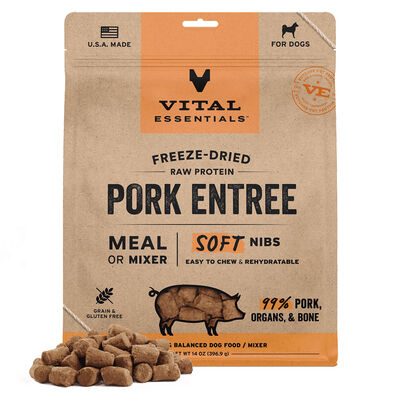 Vital Essentials Freeze-Dried Raw Pork Entree & Mixer Dog Food Soft Nibs, 14-oz
