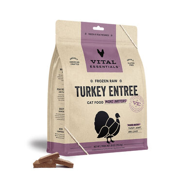Vital Essentials Frozen Raw Turkey Entrée Mini Patties Cat Food, 28-oz