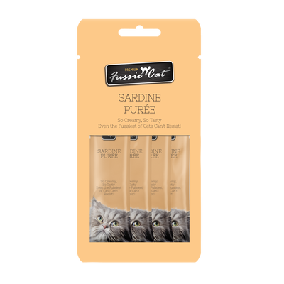 Fussie Cat Sardine Puree, Pack of 4, 0.5-oz tubes