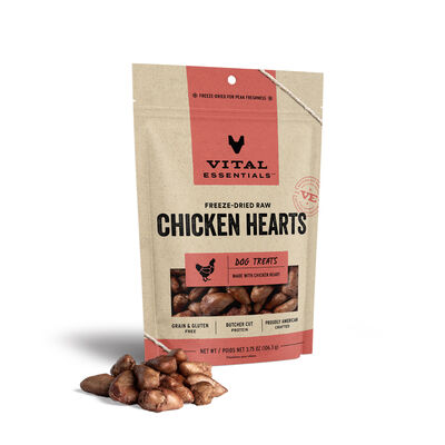 Vital Essentials Freeze-Dried Chicken Hearts Dog Treat, 3.75-oz