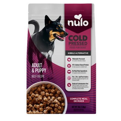 Nulo Cold Pressed Beef Recipe Grain-Free Puppy & Adult Dry Dog Food, 4LB Bag