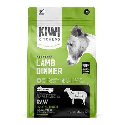 Kiwi Kitchens Raw Freeze Dried Lamb Dinner Dog Food, 4-lb
