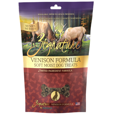 Zignature Venison Formula Biscuit Treats For Dogs, 4-Oz