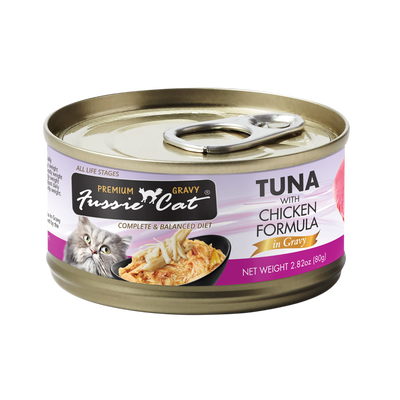 Fussie Cat Premium Tuna with Chicken in gravy Can, 2.82-oz
