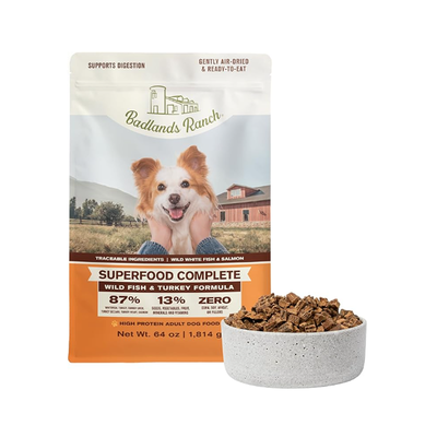 Badlands Ranch Air- Dried Grain- Free Superfood Complete Wild Fish and Turkey Formula, 11.5-oz