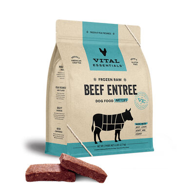 Vital Essentials Frozen Raw Beef Entree Dog Food Patties, 6-lbs