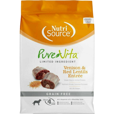 PureVita Grain Free Venison & Red Lentils Dog, 25-lb