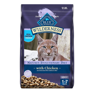 Blue Buffalo Wilderness Nature's Evolutionary Diet High-Protein Grain-Free Chicken Adult Dry Cat Food, 12-lb