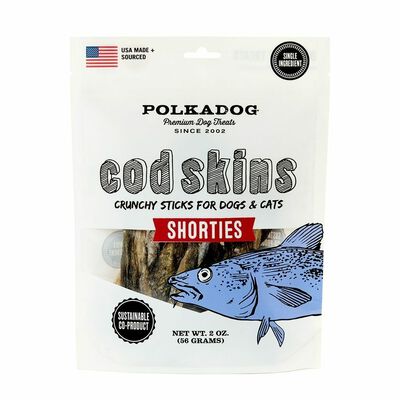 Polkadog Pouch: Cod Skin Jerky Shorties - 2-oz