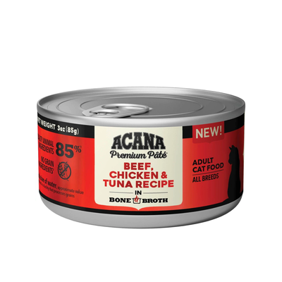 ACANA Beef, Chicken + Tuna Recipe in Bone Broth, 3-oz