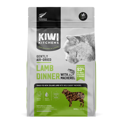 Kiwi Kitchens Gently Air-Dried Lamb Dinner with Mackerel Cat Food, 1.1-lb