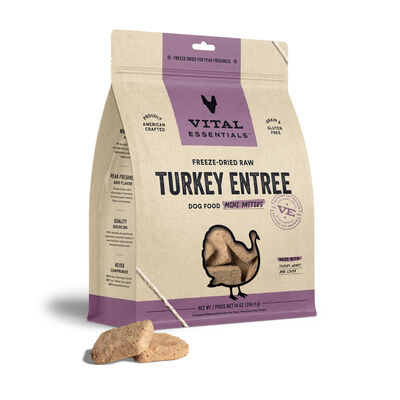 Vital Essentials Freeze-Dried Turkey Mini-Patties Dog Entee, 14-oz