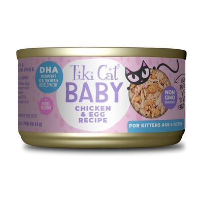 Tiki Cat Baby Wet Cat Food for Kittens Chicken & Egg Can, 2.4-oz