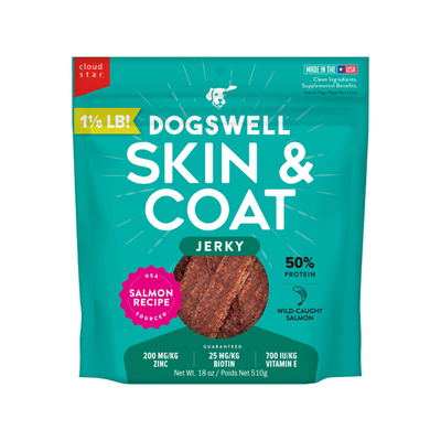 Dogswell Skin & Coat Jerky Dog Treats Salmon, 18-oz