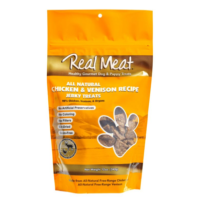 The Real Meat Company Dog Chicken & Venison Jerky Treats, 12-oz