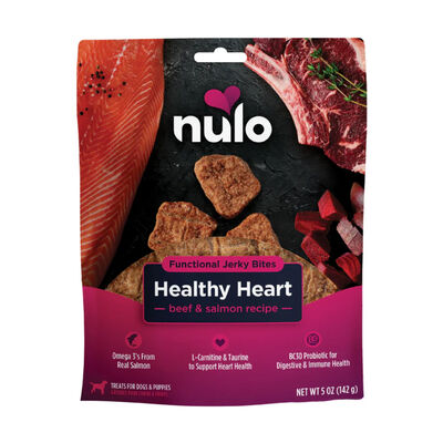 Nulo Functional Healthy Heart Beef & Salmon Grain-Free Dog Jerky Treats, 5-oz