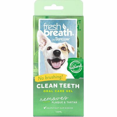 Fresh Breath By Tropiclean No Brushing Clean Teeth Dental & Oral Care Gel For Dogs, 4-oz - Made In USA